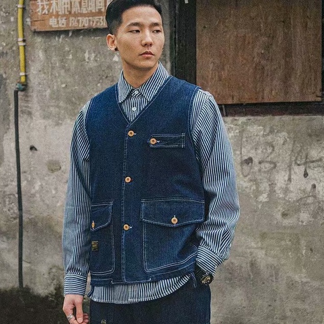 Áo Denim Sát Nách Kiểu Vintage Đơn Giản Thời Trang Cho Nam Và Nữ