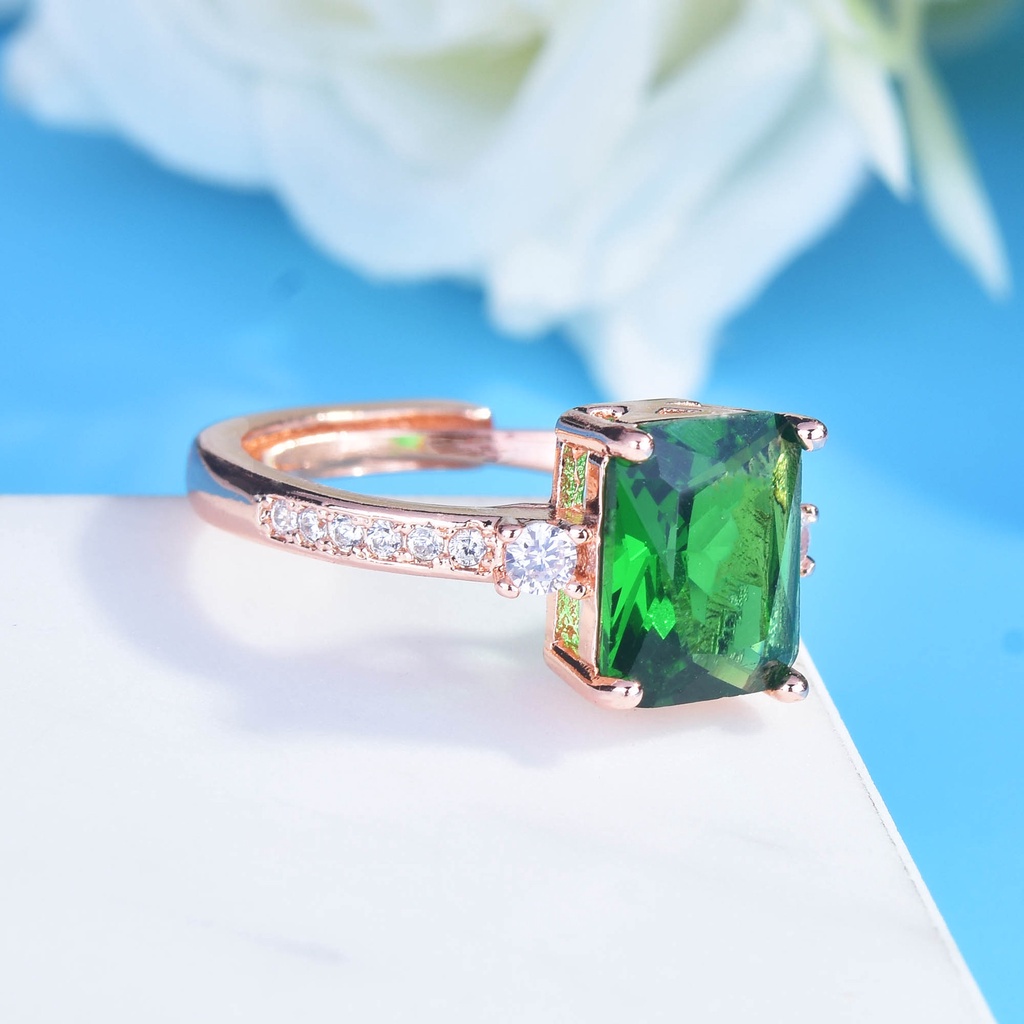 Nhẫn Mạ Vàng Hồng 925 18K Đính Đá Quý Nhiều Màu