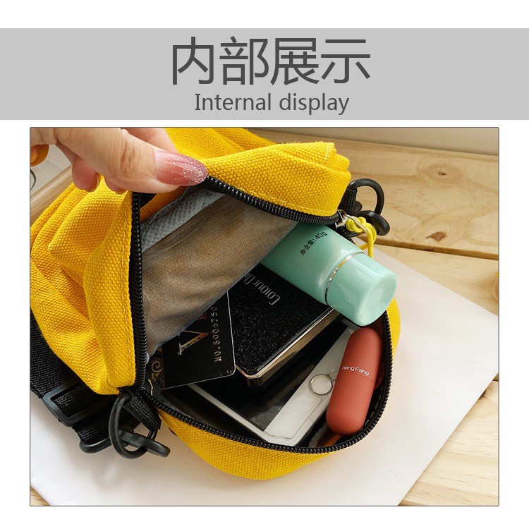 Túi Vải Canvas Đeo Chéo Vai Thêu Hình Hoa Cúc Nhỏ Xinh Thời Trang Vintage Hàn Quốc