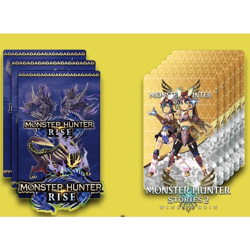 Set Bộ 9 Thẻ Mini Amiibo Monster Hunter Rise + Monster Hunter Stories 1 Nintendo Switch, Nintendo Switch Lite