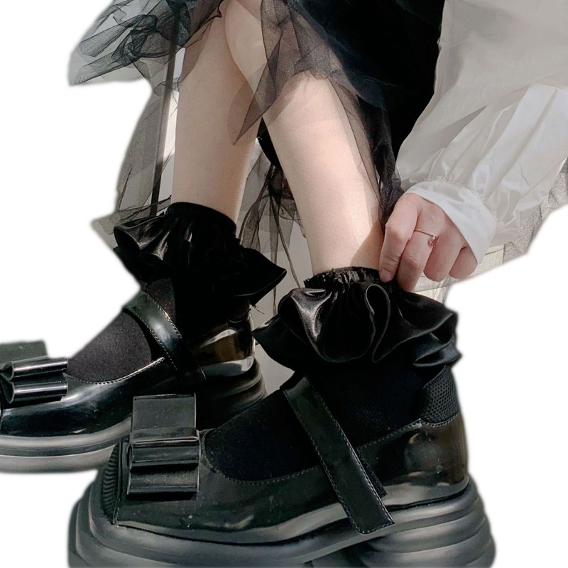 Xiangbao Vớ Lolita Công Chúa Dễ Thương Phối Bèo Nhún Thoáng Khí Tinh Tế Cho Nữ