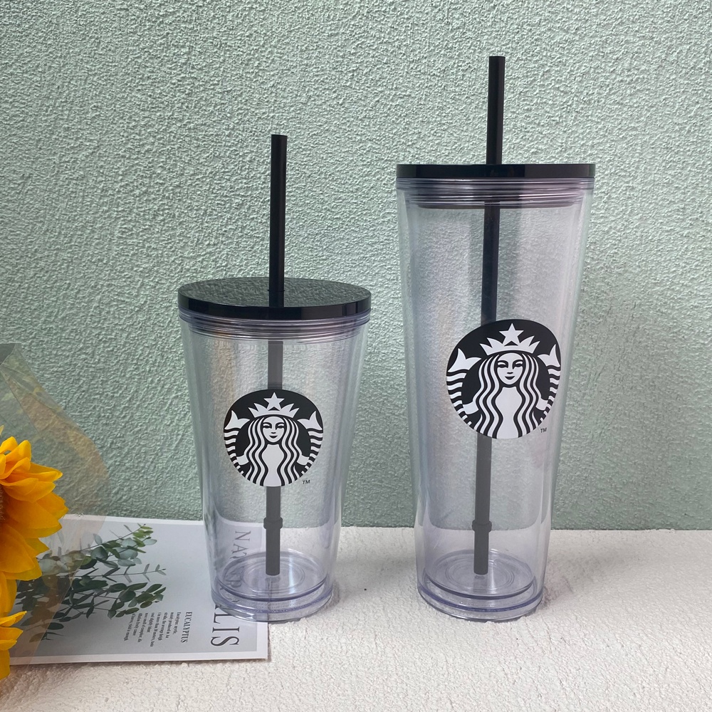 Cốc uống nước trong suốt in logo Starbucks 24oz