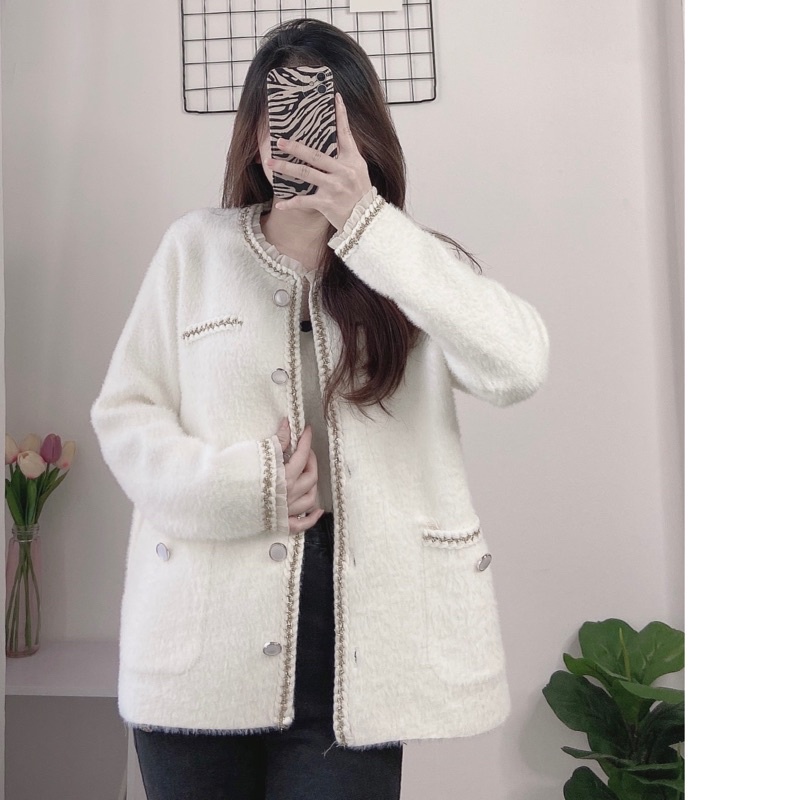 Áo Khoác Cardigan Lông Thỏ Bèo Viền Tiểu Thư (Ảnh Shop tự chụp) | BigBuy360 - bigbuy360.vn