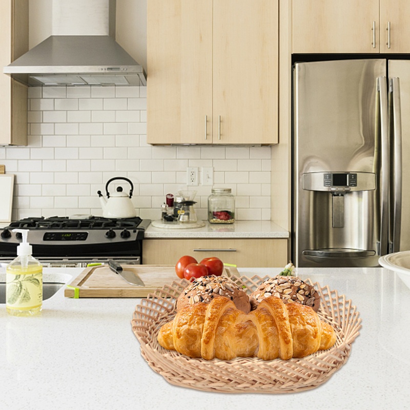 Giỏ Đựng Bánh Mì / Trái Cây Bằng Sợi Liễu Gai Đan Tay Hình Oval Nhỏ Gọn Dành Cho Apple