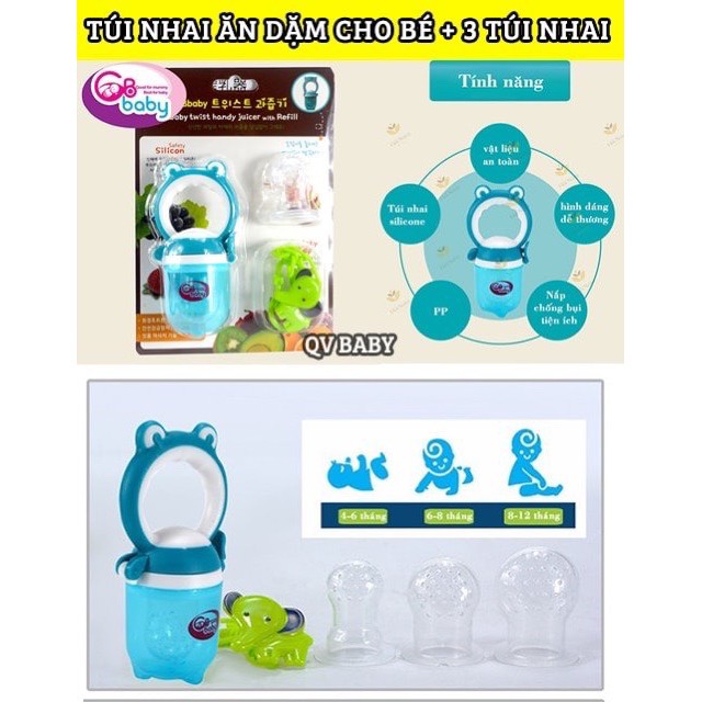 Túi Nhai Chống Hóc GB Baby Hàn Quốc 3 Giai Đoạn Cho Bé