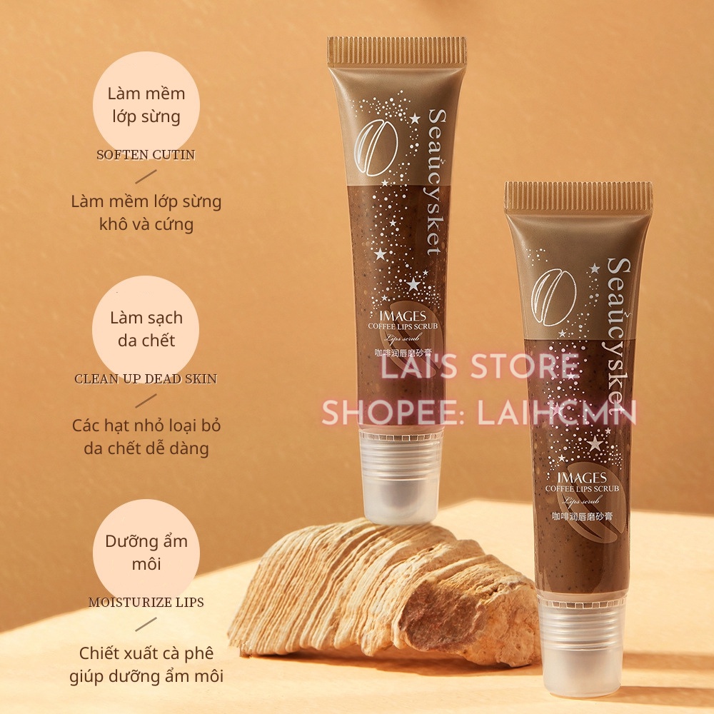 Tẩy Tế Bào Chết Môi Images Coffee Lips Scrub Tẩy Sạch Da Chết, Dưỡng Ẩm Môi, Sáng Môi, Môi Mềm Mại Và Căng Mọng