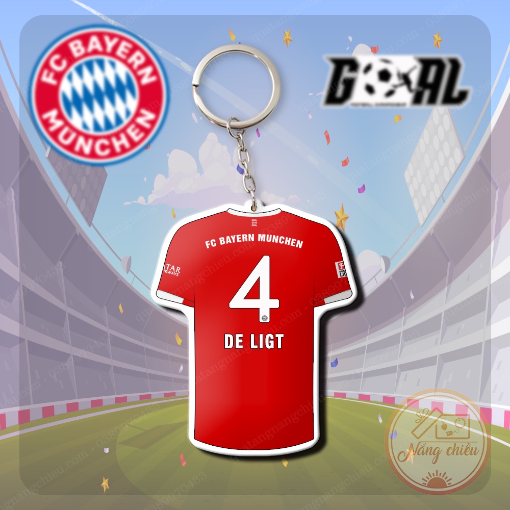 Móc Khóa Dày In Sắc Nét 2 Mặt, Áo Đấu CLB Bayern Munich với các thủ Muller, Neuer, Daives, Mane, Sane