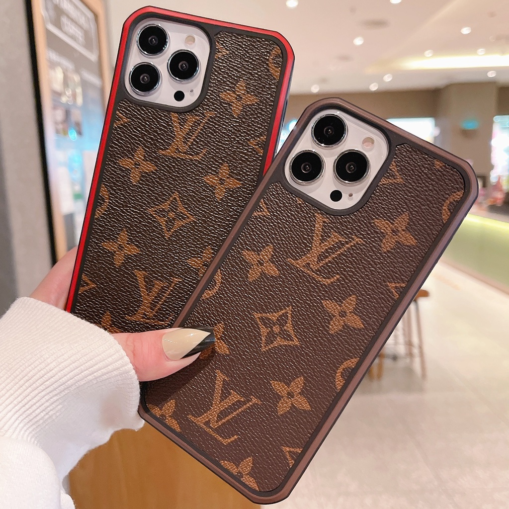 Ốp Điện Thoại Viền Màu Họa Tiết LV Cho iPhone 13Promax 12Pro 11promax XSMAX XR XS X