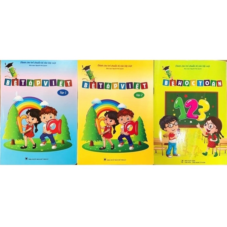 Sách - Combo Vở ô ly mẫu chữ, bé làm quen chữ cái, bé tập viết và bé học toán (7 quyển)