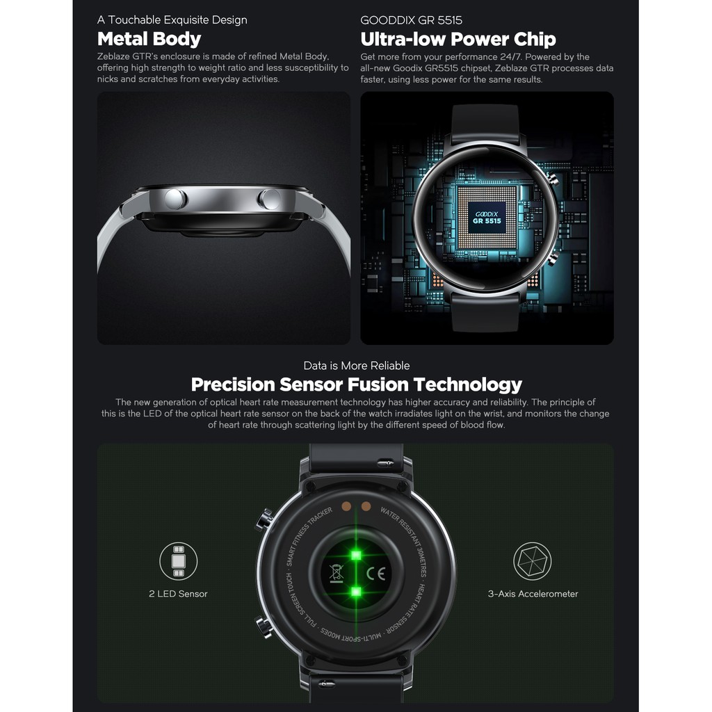 Đồng hồ đeo tay thông minh Zeblaze Gtr 10 theo dõi sức khỏe hiệu quả đa năng cao cấp | BigBuy360 - bigbuy360.vn