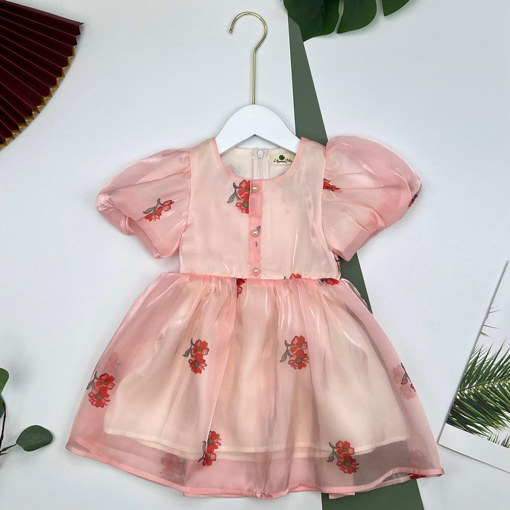 Váy Đầm công chúa bé gái LITIBABY voan kính, hoa size 2, 4, 6, 8, 10 tuổi