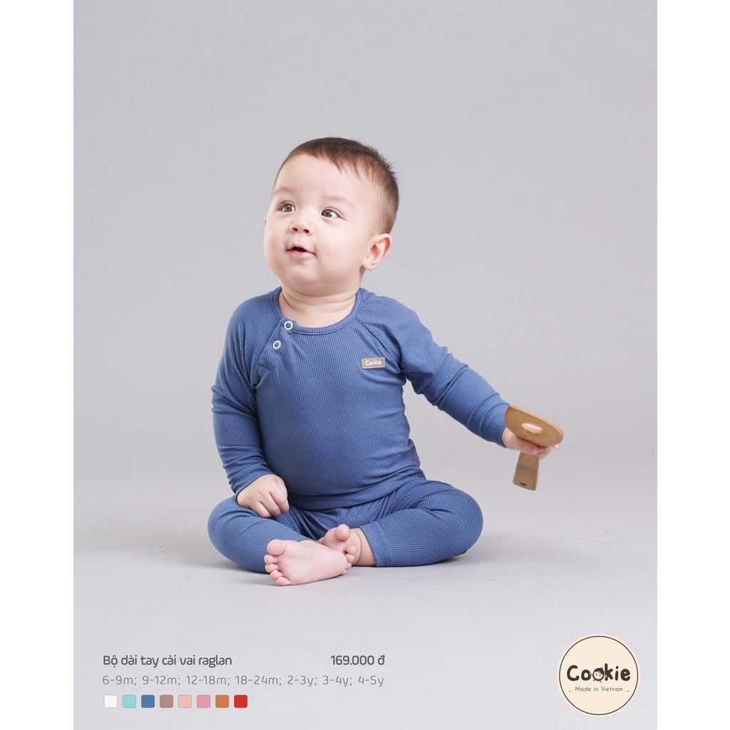 [CHÍNH HÃNG] Bộ dài tay cài vai raglan họa tiết trẻ em Cookie