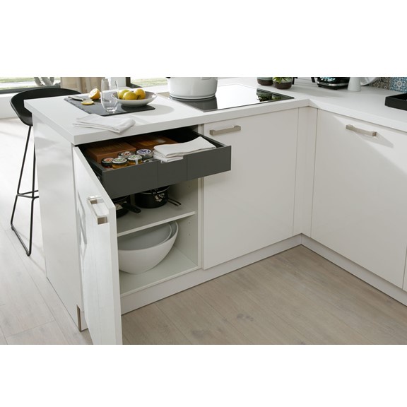KITCHEN, Tủ bếp gỗ công nghiệp Acrylic bóng gương cao cấp KIT_011, kệ bếp Scandi Home