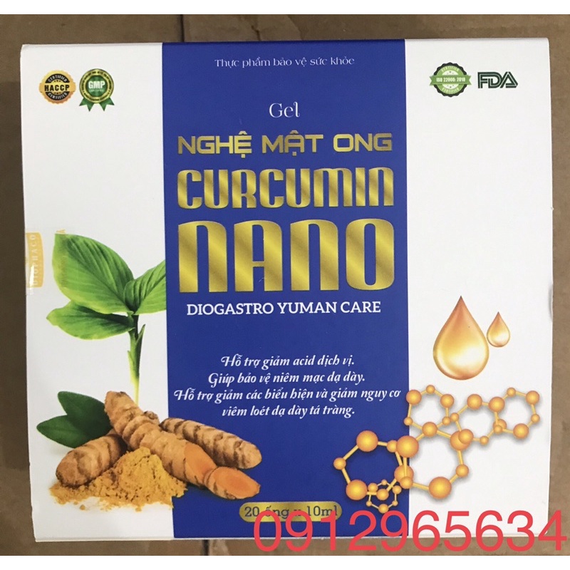 Gel NGHỆ MẬT ONG CURCUMIN NANO hỗ trợ dạ dày, tá tràng, đẹp da hiệu quả 20 gói