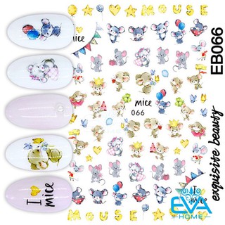 Miếng Dán Móng Tay 3D Nail Sticker Tráng Trí Hoạ Tiết Hoạt Hình Chuột Jerry EB066