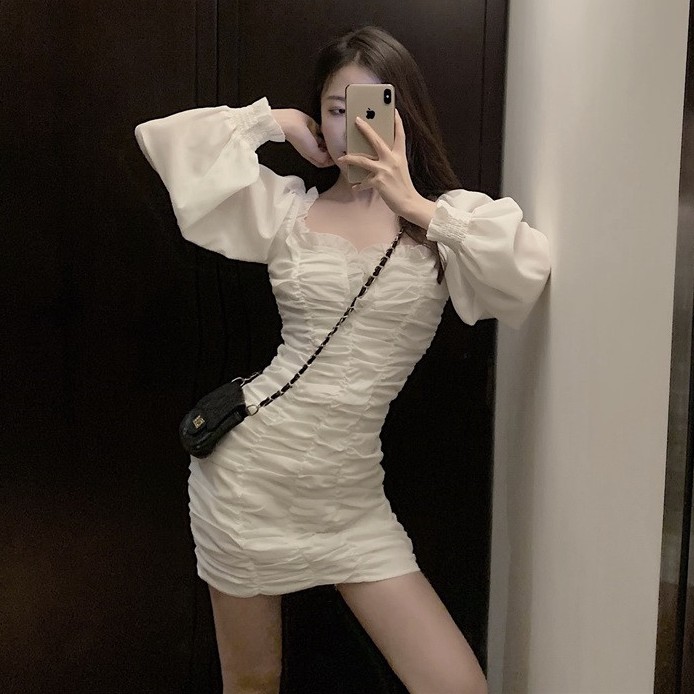 Đầm nữ dáng ôm tay dài midi kiểu nhúng Emilyshop