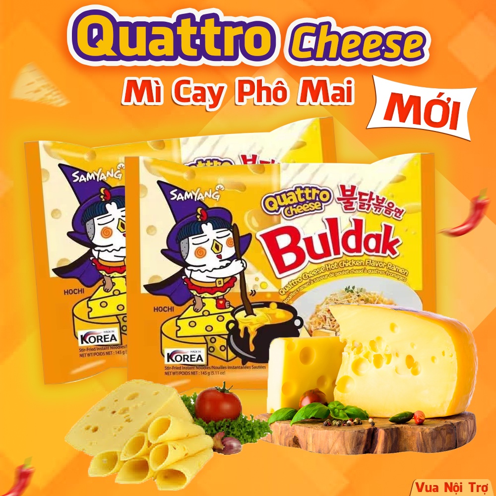 Mì khô gà cay Samyang Quattro Cheese, mì ăn liền hàn quốc