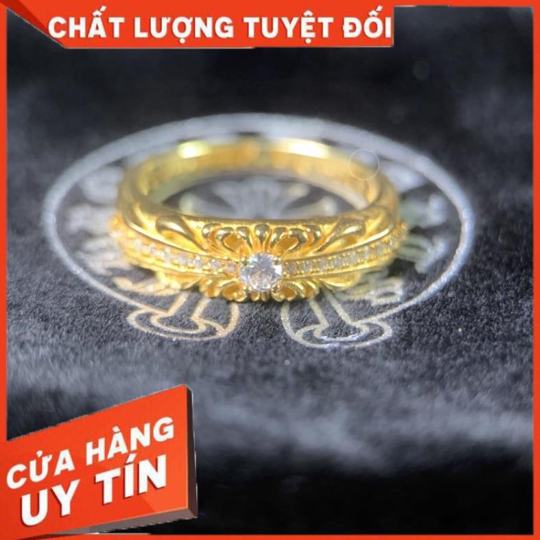 Nhẫn mini Chrome Heart vàng 22K đính đá.