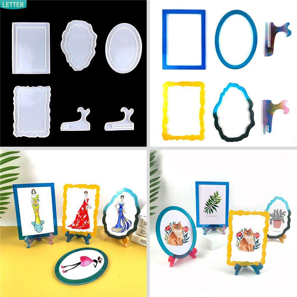 Khuôn Nhựa Làm Khung Ảnh DIY Có Giá Đỡ|Khuôn Silicone Làm Trang Sức Hình Vuông Tròn