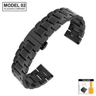 Dây đồng hồ thép không gỉ inox model 02 kiểu khóa bấm chống han gỉ chống bay màu (18mm 20mm 22mm) mã 2019a9