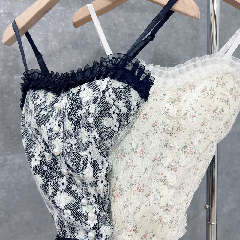 Xả hàng - Áo 2 dây ren hoa nhí dáng ôm, Áo kiểu hai dây sexxy tôn dáng AK3025 - NhiNhi Shop