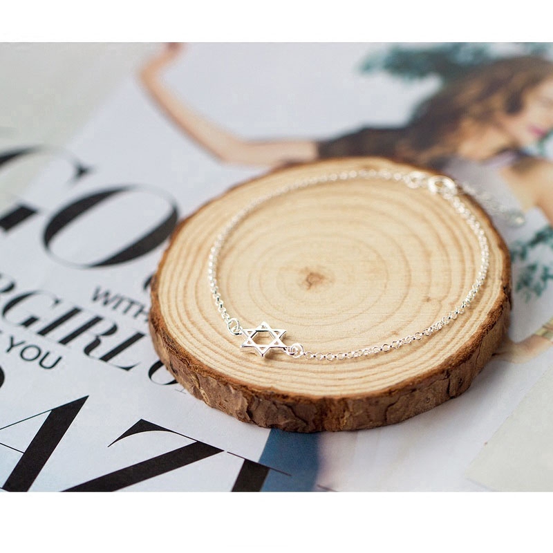 Vòng tay bạc mặt hình ngôi sao phong cách Hàn Quốc đơn giản điều chỉnh được cho nữ | BigBuy360 - bigbuy360.vn