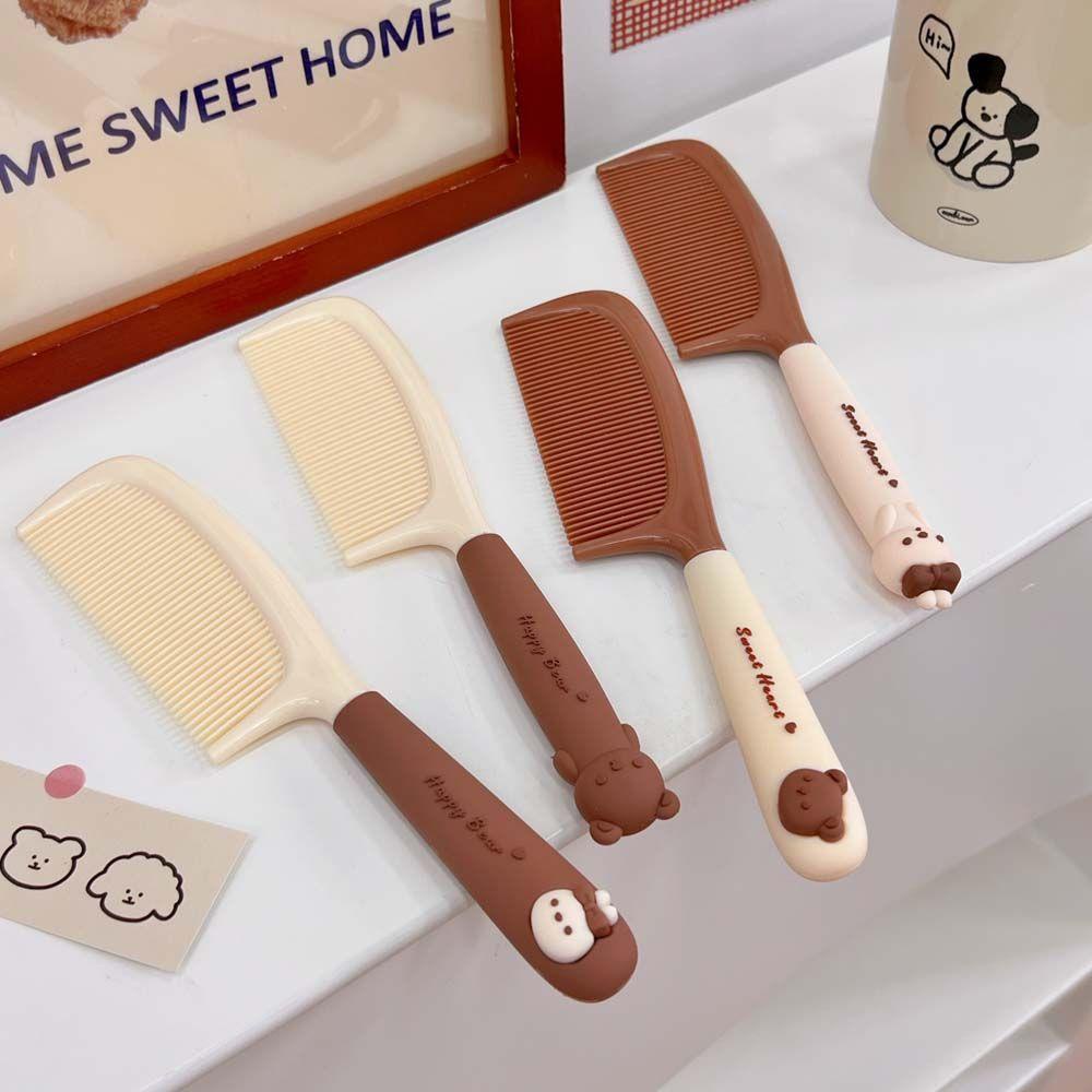 Lilyes Lược Chải Tóc Tay Cầm Màu Trà Sữa Hình Thỏ Gấu Kawaii Cho Nữ