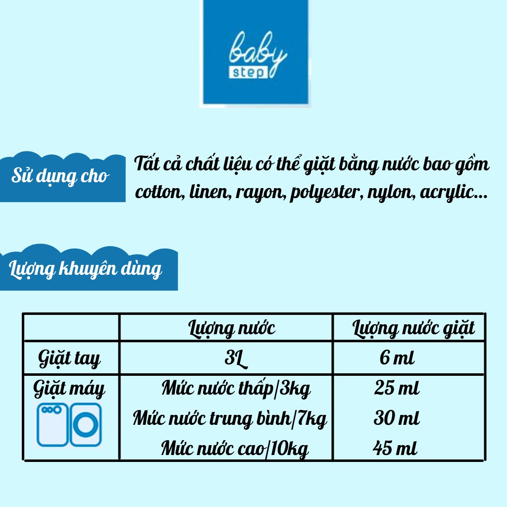 [MUA KÈM DEAL 1K] Nước giặt hữu cơ cho bé an toàn thơm lâu Baby Step 1000ml- Nhập khẩu chính hãng Hàn Quốc