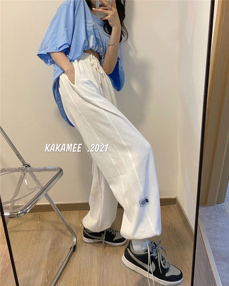 Quần Dài Thể Thao Dáng Rộng Phối Dây Rút Kiểu Hàn Quốc Cá Tính Cho Nữ | BigBuy360 - bigbuy360.vn