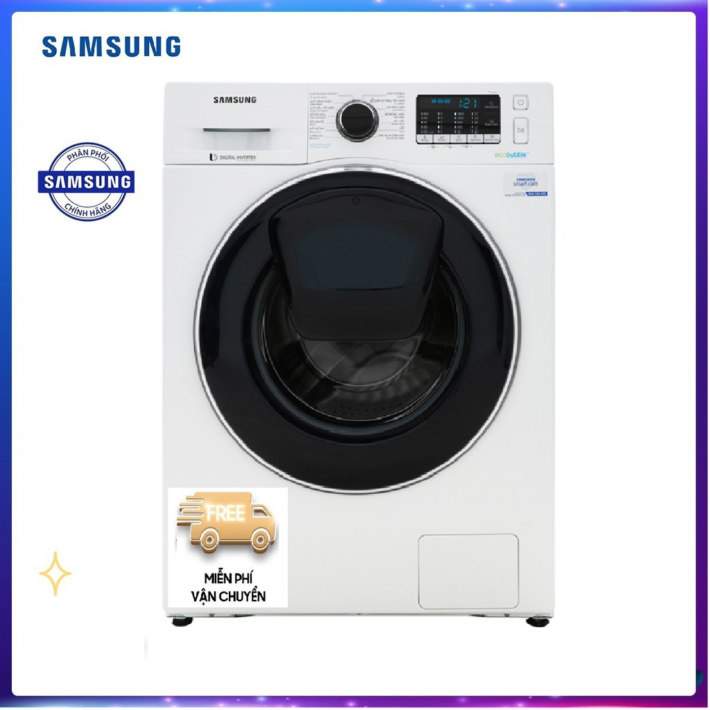 Máy giặt Samsung Addwash Inverter 10 kg WW10K54E0UW/SV Giặt nước nóng Khóa trẻ em Giặt hơi nước Thêm đồ khi đang giặt