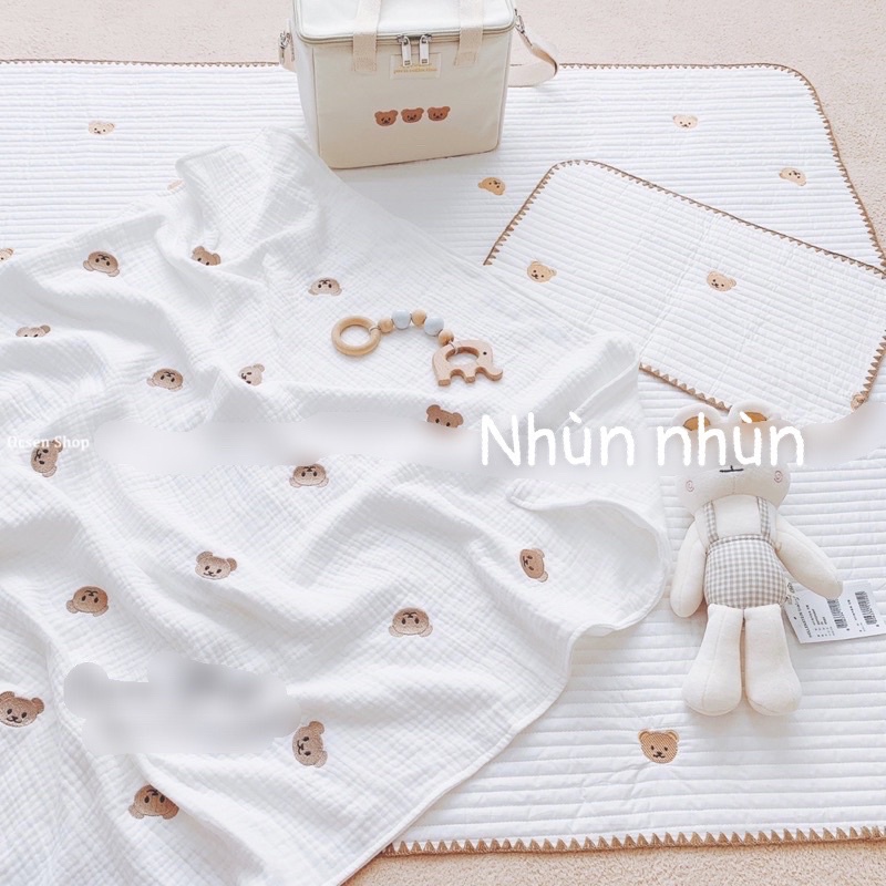 (Nhiều hình) Khăn xô tắm nhăn/Chăn xô 4 lớp Mipbi cao cấp (100cm*120cm)