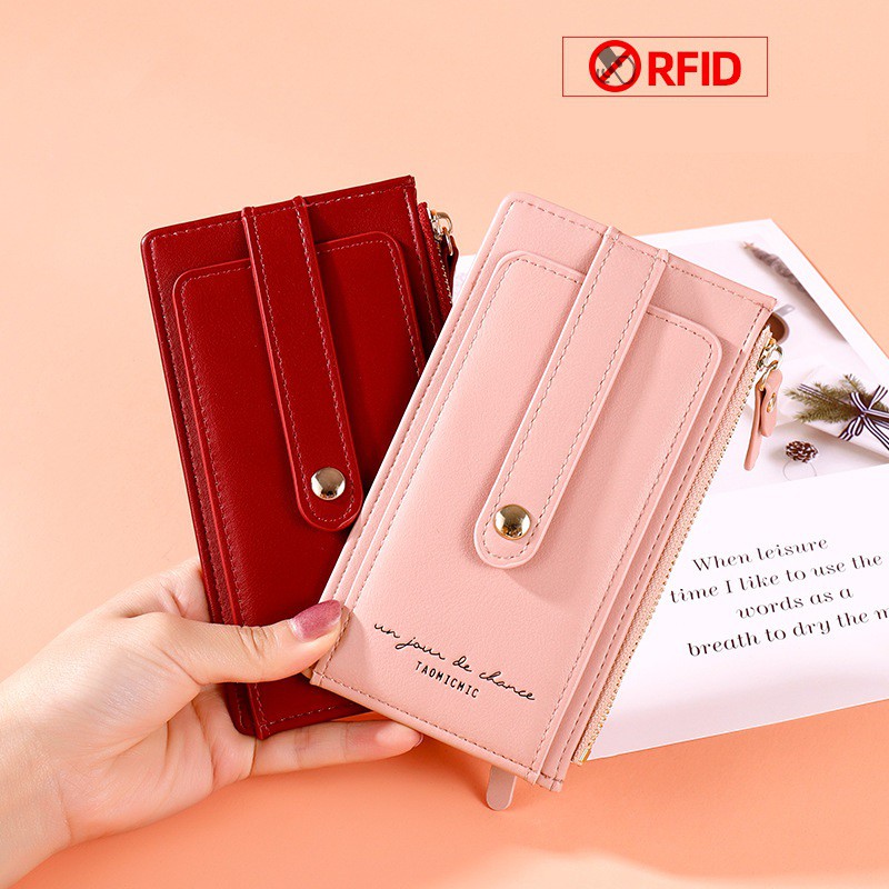 RFID Women Card Wallet Slim Coin Purses PU Leather Pocket Purses