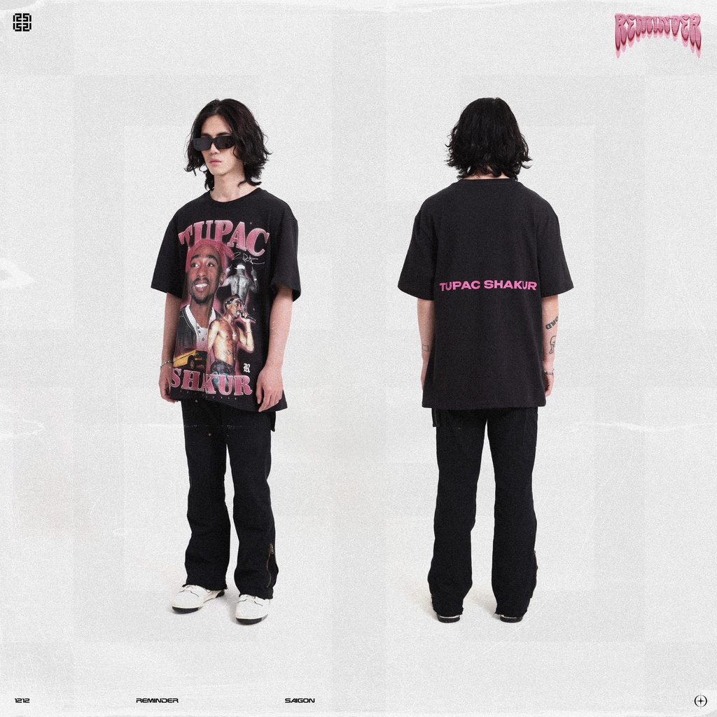 Áo Thun "TUPAC SHAKUR" Đen 100% Cotton REMINDER Brand chính hãng