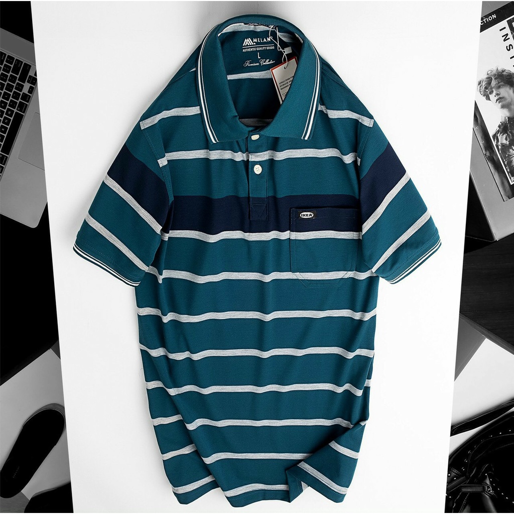 Áo thun polo nam trung niên Nexx &amp; Dee sọc ngang thể thao có cổ bẻ trung niên chất liệu cá sấu thoáng mát cao cấp NS029