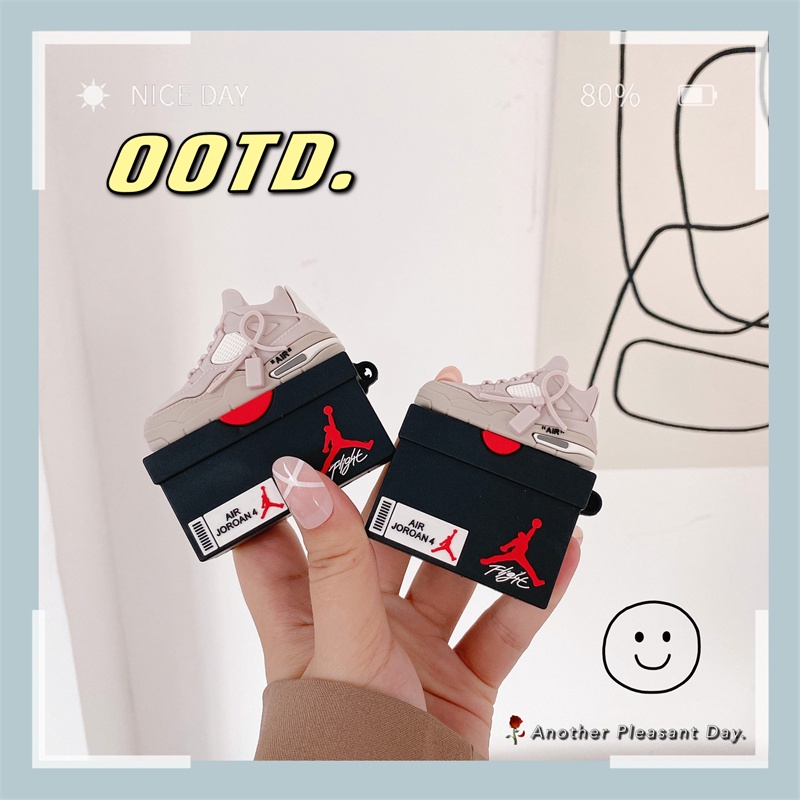 Vỏ Bảo Vệ Hộp Sạc Tai Nghe bluetooth Airpods 1 2 3 Pro Hình Giày Jordan Bằng Silicon Mềm Chống Rơi