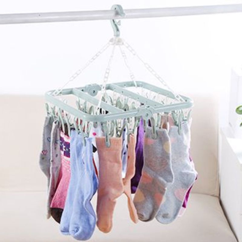 Dây Phơi Quần Áo / Đồ Lót 32 Kẹp Có Thể Gấp Gọn Tiện Dụng