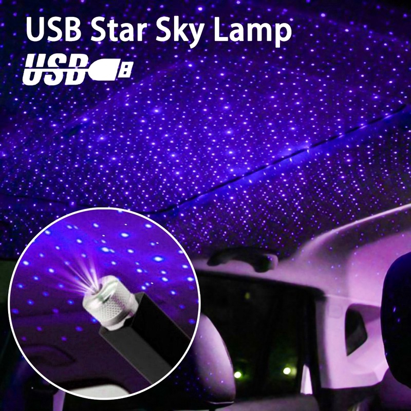 Đèn chiếu LED hình sao xoay 360 độ có cổng USB có thể điều chỉnh để trang trí ô tô phòng ngủ trẻ em