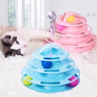 Đồ chơi tháp bóng lăn 4 tầng cho mèo