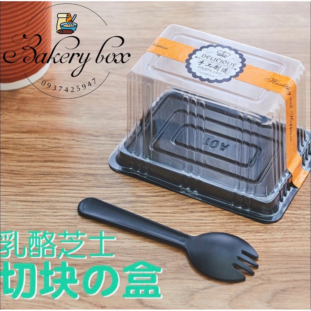 100 Hộp Chữ Nhật Đế Đen Đựng Bánh Bông Lan Lát Nhỏ - A01
