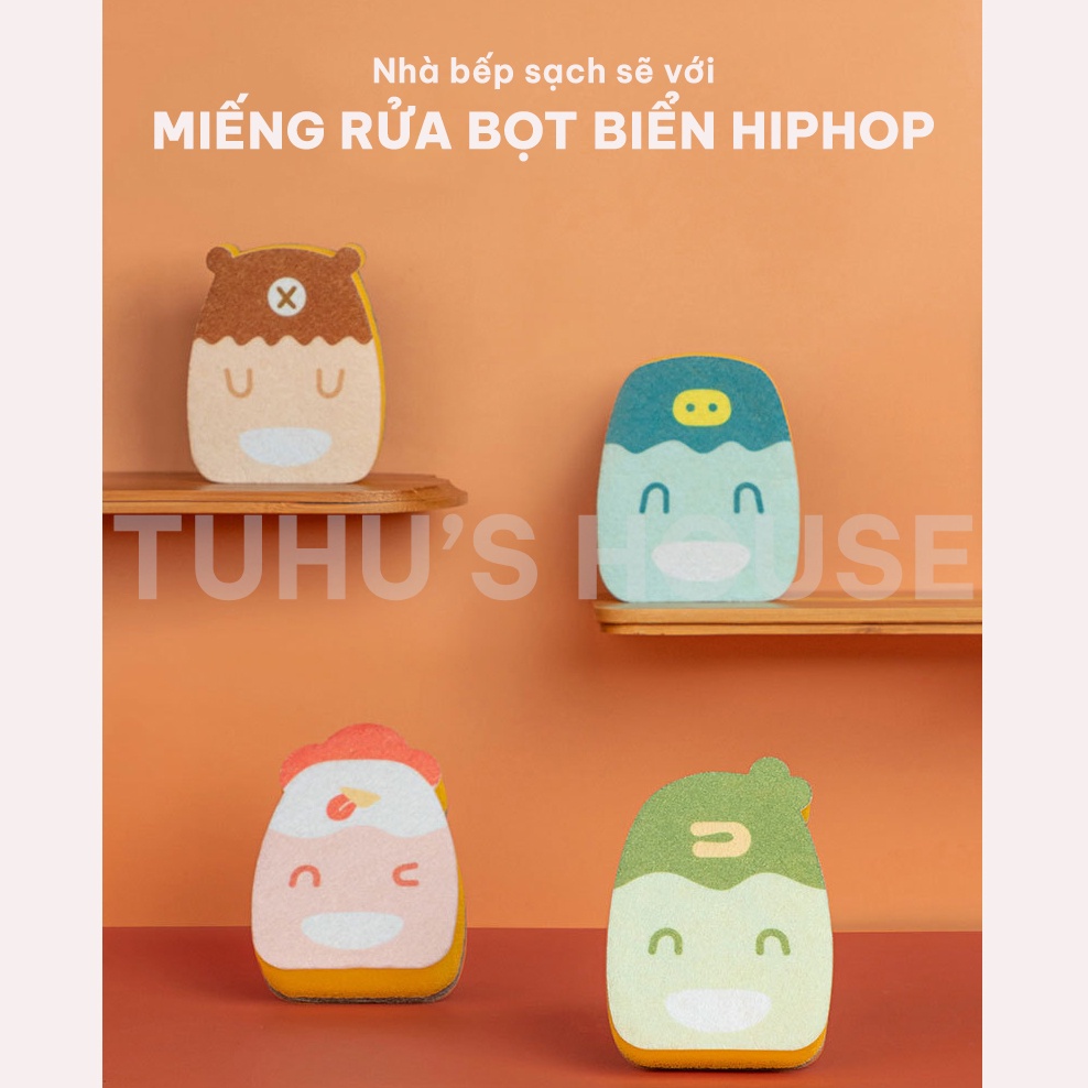 Miếng rửa chén bát hình dáng dễ thương, bọt biển rửa bát cọ rửa xoong nồi tiện dụng - HUNONA