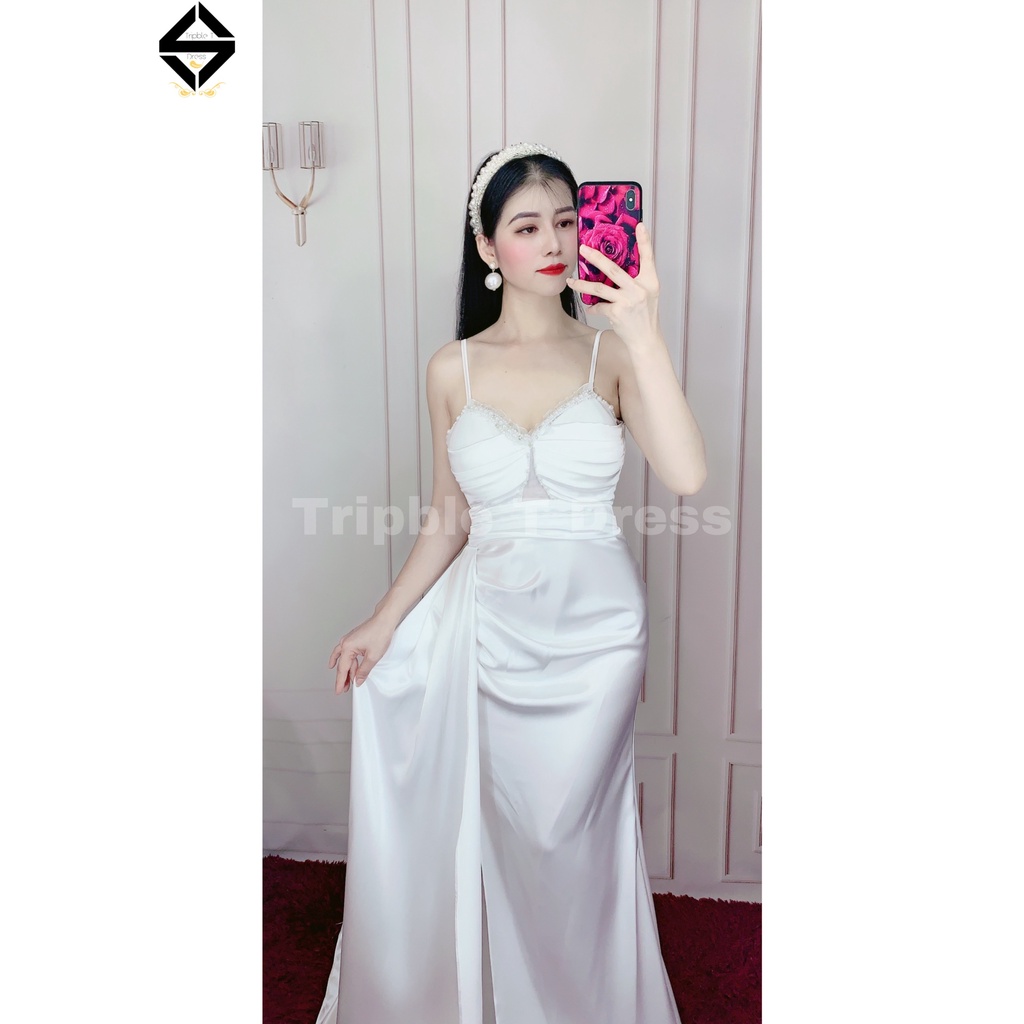 Đầm maxi dạ hội xẻ đùi kết đá cườm ngực sang trọng TRIPBLE T DRESS - size M/L -MS16Y
