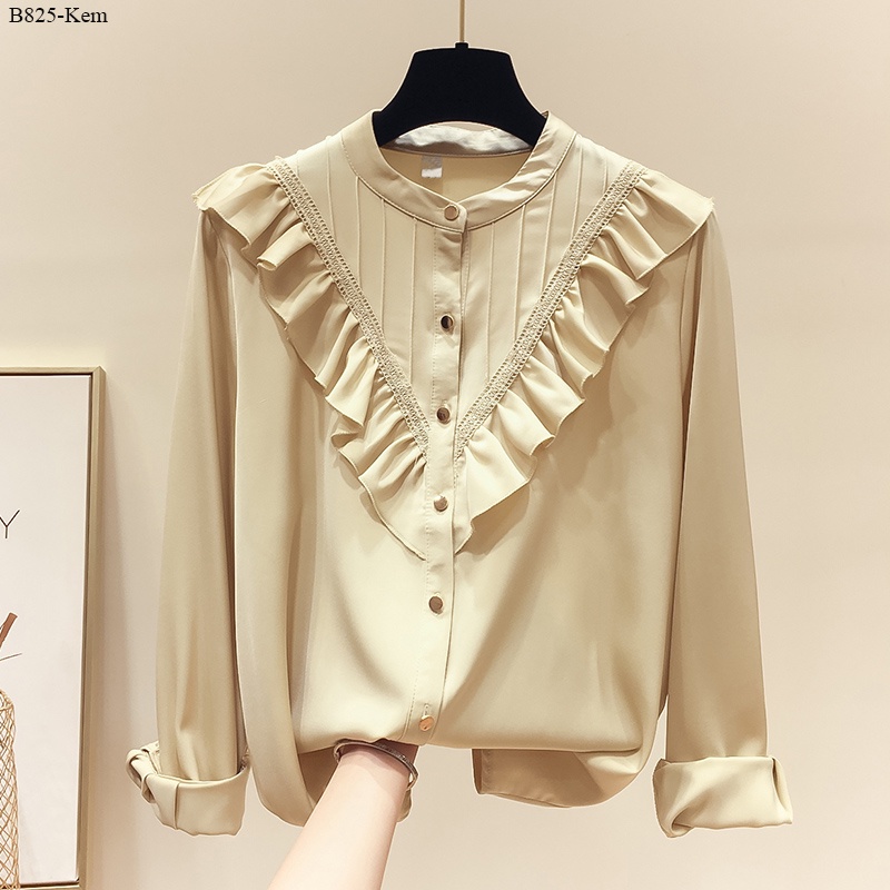 B825 ÁO SƠ MI VIỀN CỔ PHỐI REN