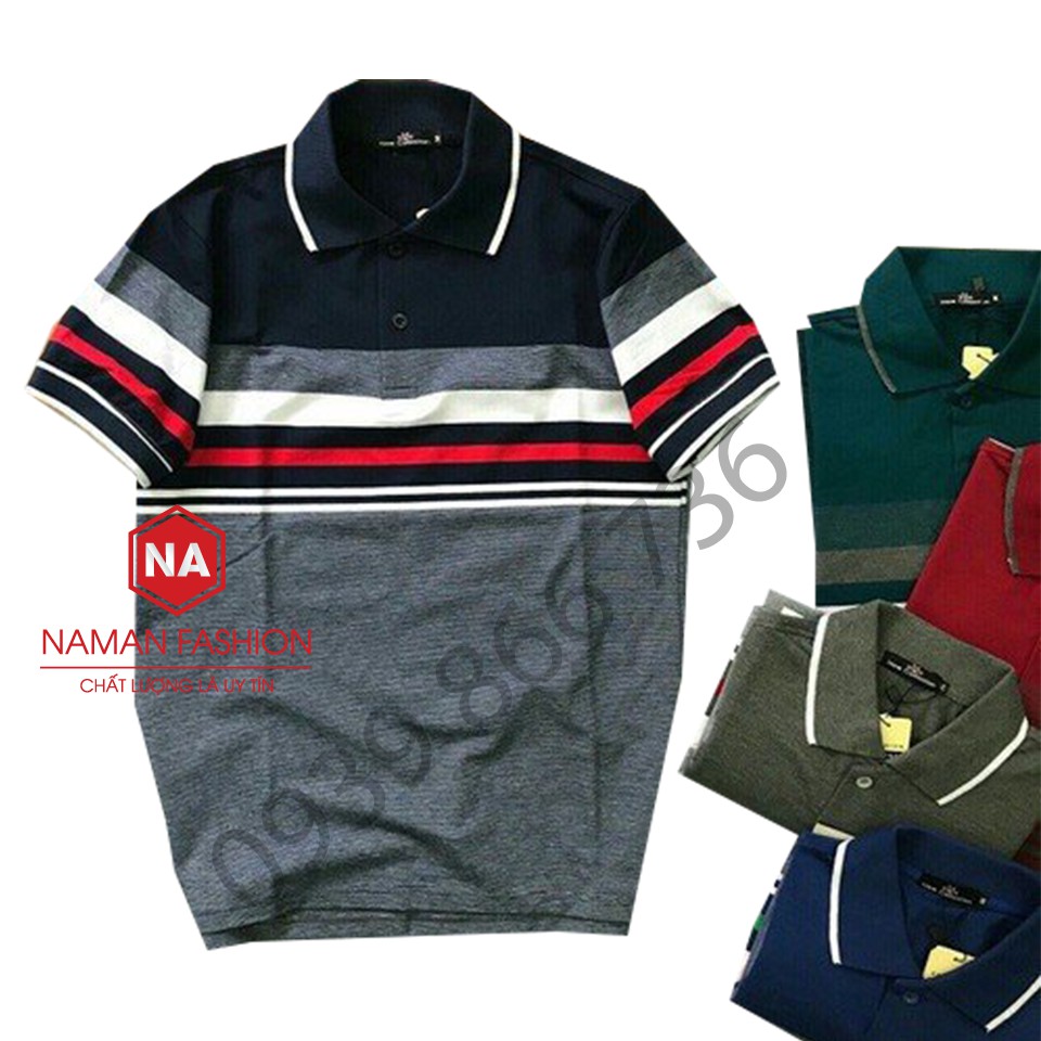 Áo polo thun nam lớn tuổi ⚡️Áo polo nam có cổ phối sọc và viền tinh tế Basis APL108
