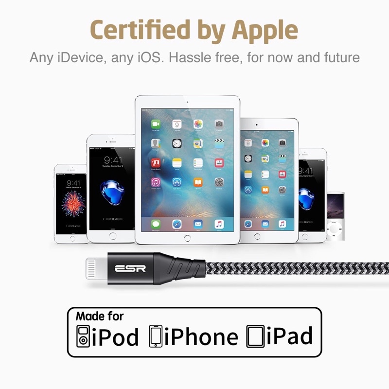 Cáp sạc ESR có MFI
