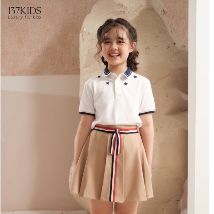 Áo polo cộc tay unisex 137KIDS thiết kế chất cotton cao cấp cổ hình sao dễ thương cho bé