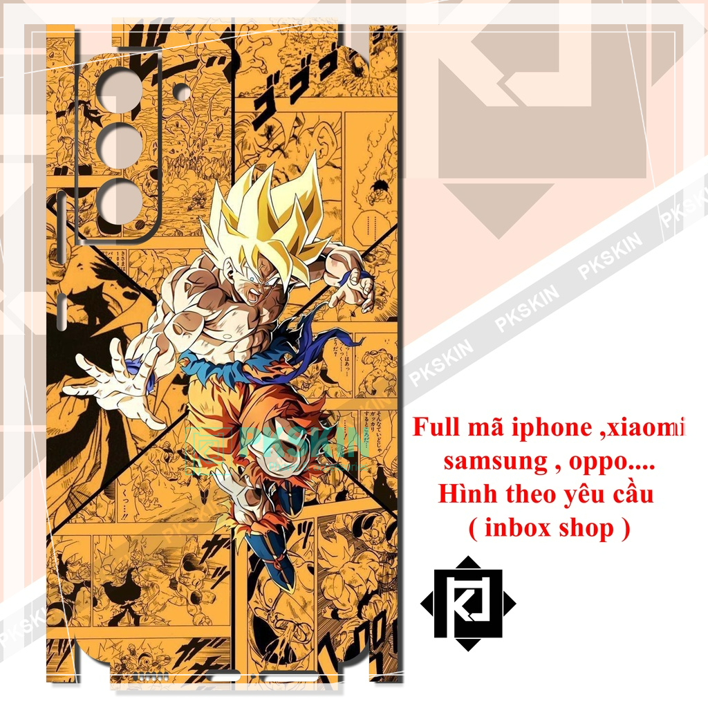 Miếng dán skin full lưng viền samsung s22, s22 plus ,s22 ultra , s20 , s20 plus, s20 ultra in hình dragon ball