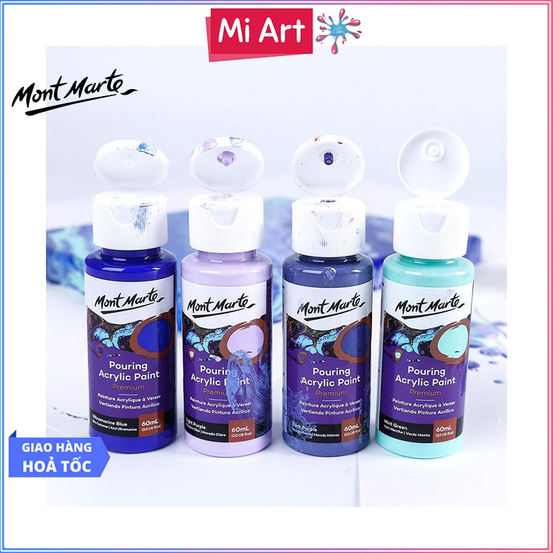 Bộ Màu Đổ Pouring Acrylic Mont Marte - Set Ethereal - 4 chai x 60ml - PMPP4202