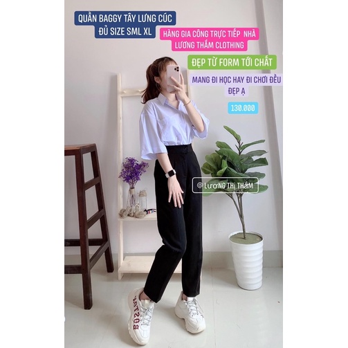 Quần baggy tây lưng cúc có đai đeo nịt