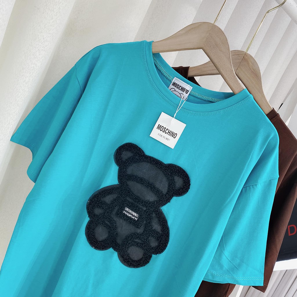 Áo phông XANH thêu gấu đen nổi (kèm ảnh thật,video) | BigBuy360 - bigbuy360.vn