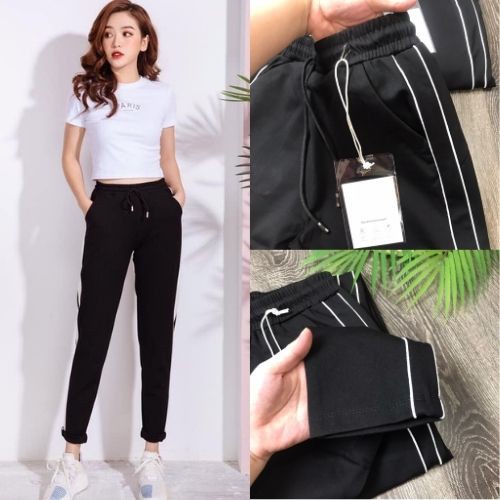 [Mã FAMARAL2 giảm 10K đơn 50K] Quần thể thao nữ 2 sọc cạp chun cá tính chất vải umi LADYA STORE M98